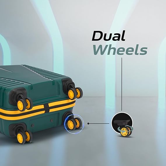 Aristocrat Airpro Plus 55 cm Cabin Trolley Bag – 8 Wheel Spinner, Hard Case Luggage with TSA Lock & Anti-Theft Zipper (Green, Small)