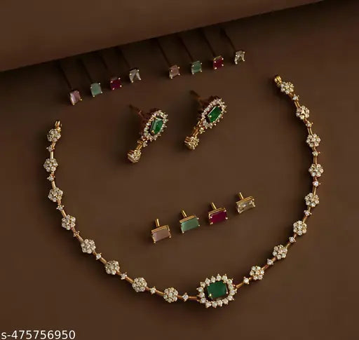 PREMIUM QUALITY MATTE FINISH AD STONE NECKLACE WITH EARRING