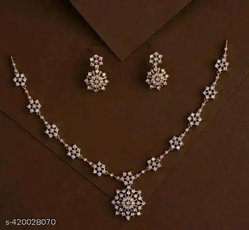 PREMIUM QUALITY MATTE FINISH AD STONE NECKLACE WITH EARRING