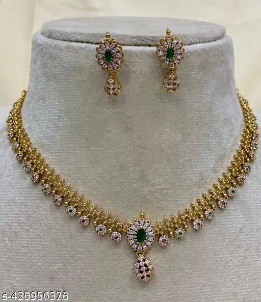 PREMIUM QUALITY MATTE FINISH AD STONE NECKLACE WITH EARRING