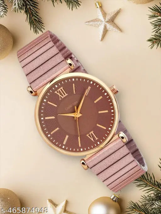 M3 trader brown Women Round Dial Stainless Steel Bracelet Style Straps Analogue Watch