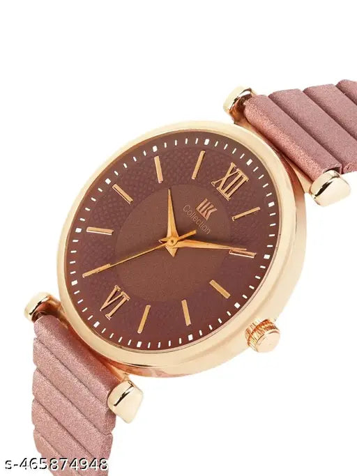 M3 trader brown Women Round Dial Stainless Steel Bracelet Style Straps Analogue Watch