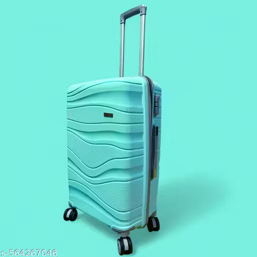 Aqua blue trolley bag 24 inch medium stylish suitcase pp material hard shell