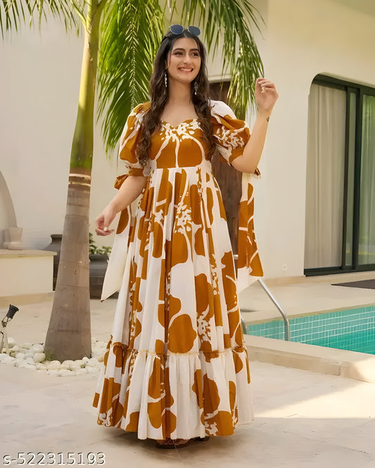 New Rayon Printed Gown Collaction