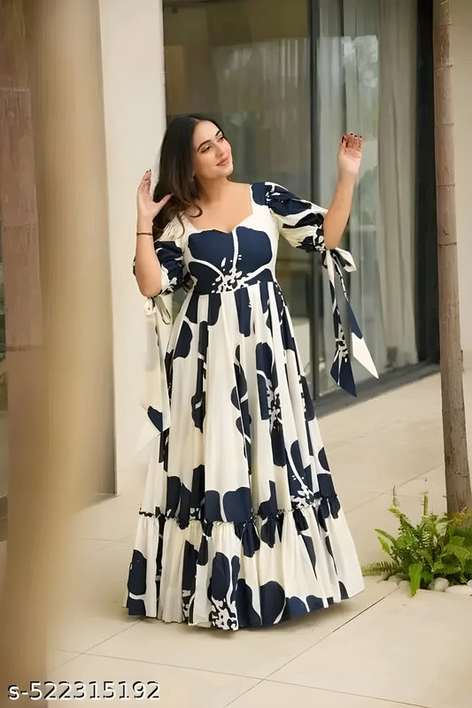 New Rayon Printed Gown Collaction