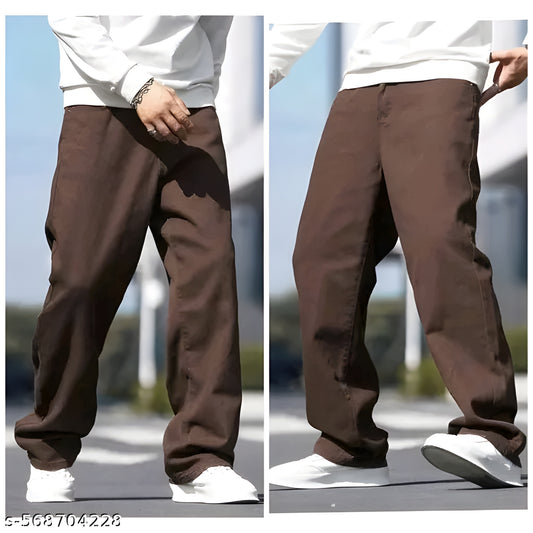 baggy mens wear brown blue wideleg denim jeans
