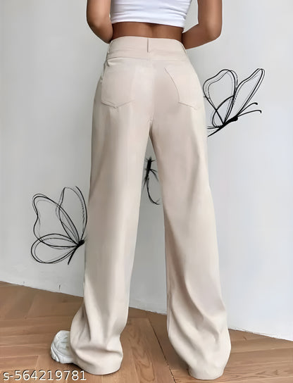 cream flared baggy jeans for women