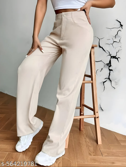 CREAM WIDE LEG DENIM JEANS PENTS FOR WOMEN ALEN RICCI