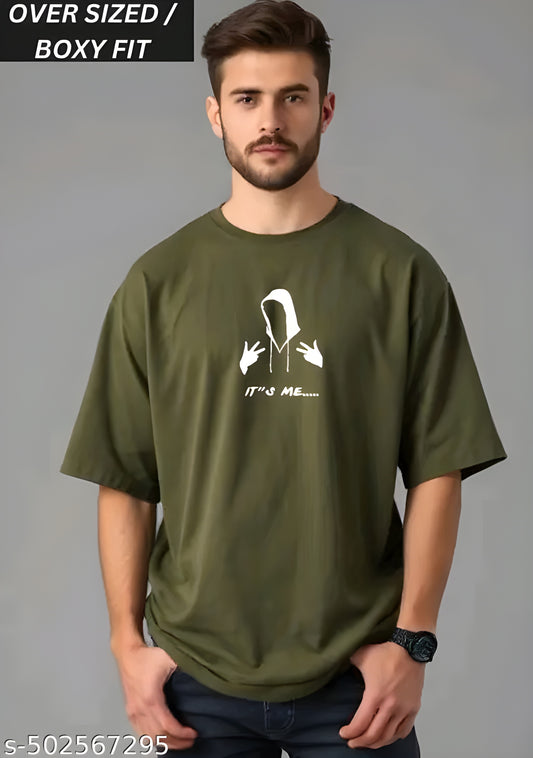 Oversized Graphic T-Shirt,Army Green, Half Sleeves