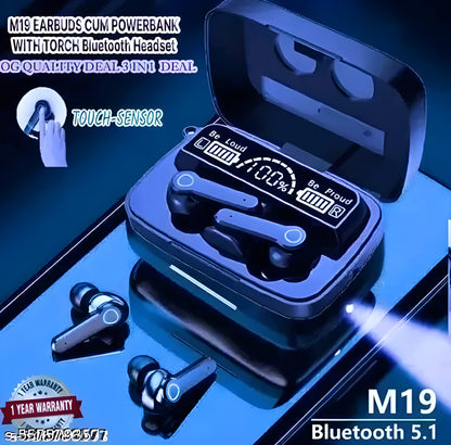 M19 HD LED Display True Wireless Earbuds (Black)