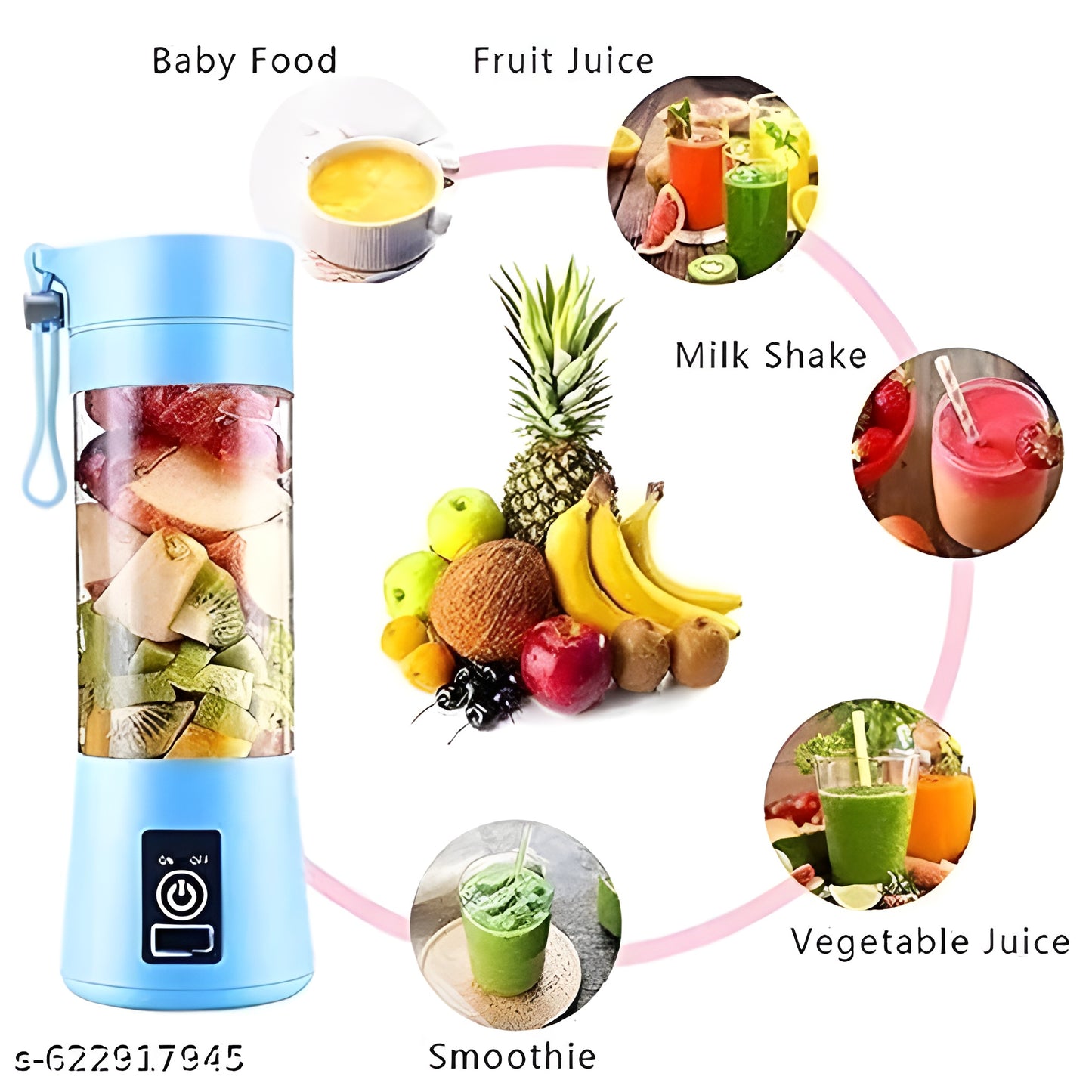 Portable Mini USB Juicer Blender – Rechargeable Personal Smoothie Maker (Multicolor)