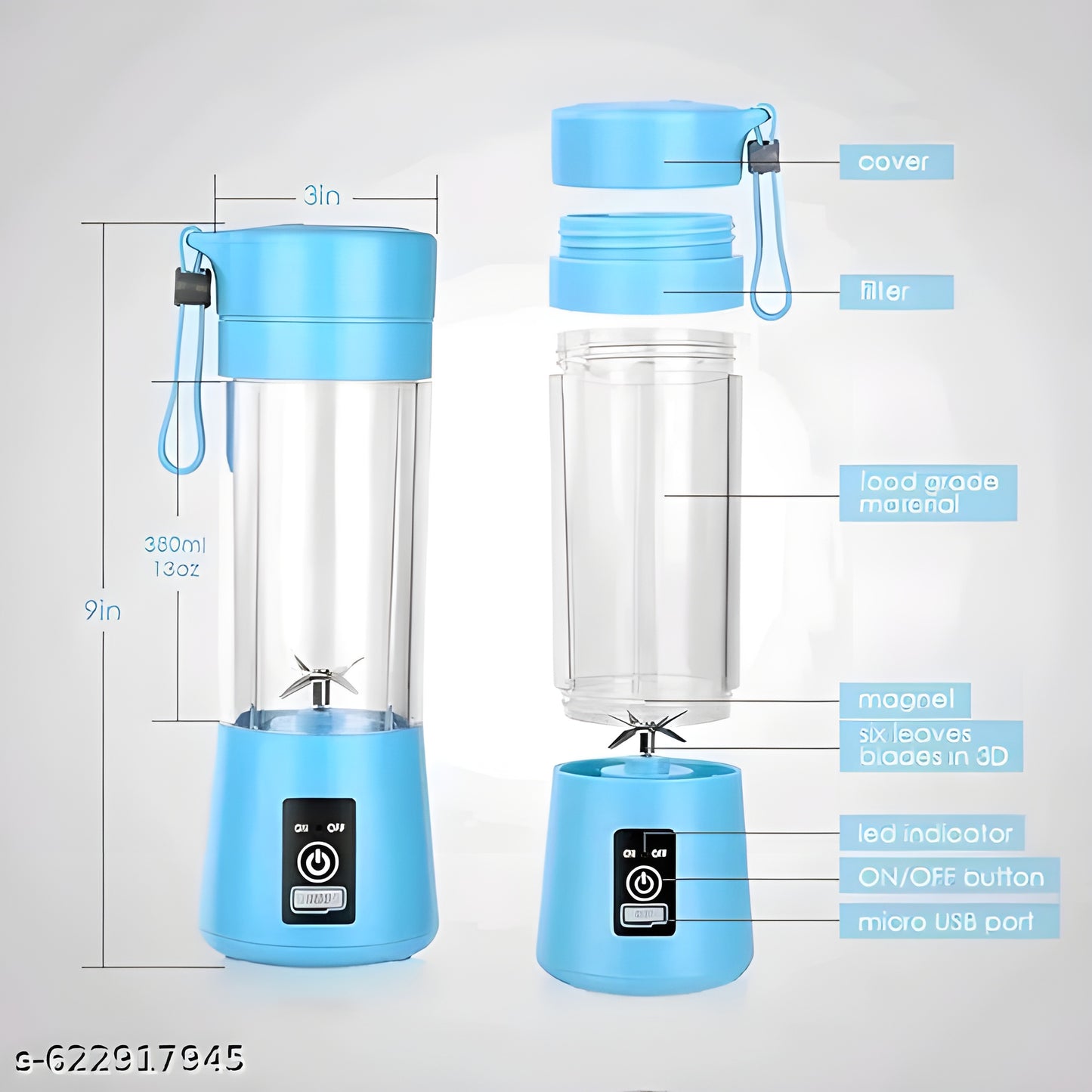 Portable Mini USB Juicer Blender – Rechargeable Personal Smoothie Maker (Multicolor)