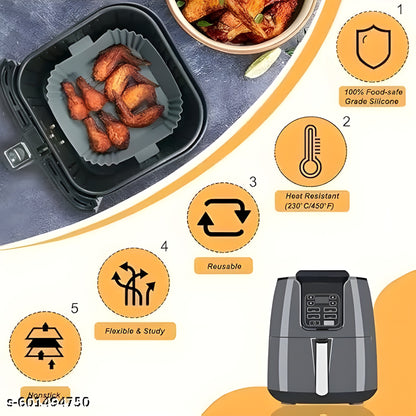 🍟 Square Air Fryer Tray – Nonstick Crisper Tray &amp; Basket Set (Pack of 2)