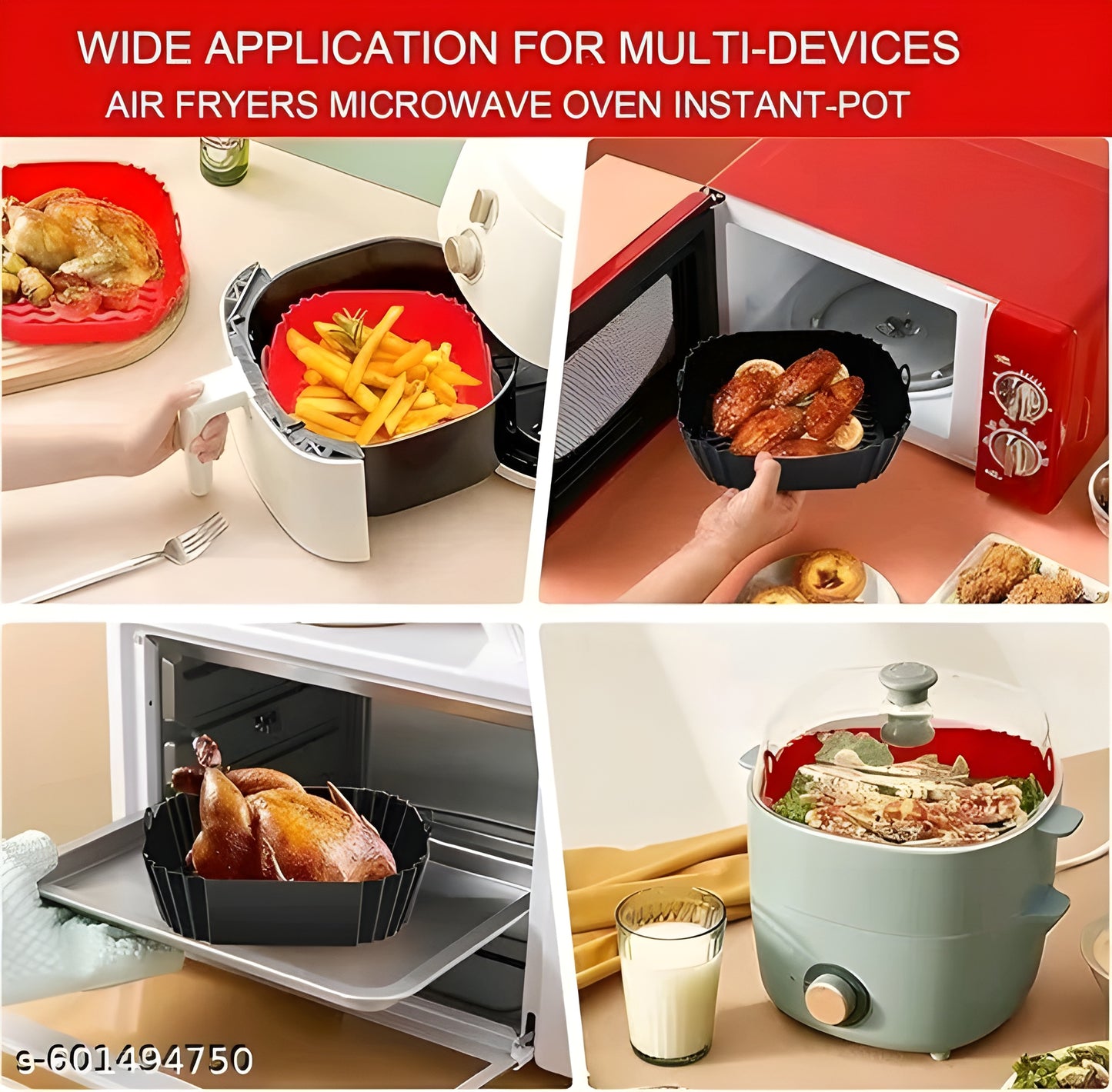 🍟 Square Air Fryer Tray – Nonstick Crisper Tray &amp; Basket Set (Pack of 2)