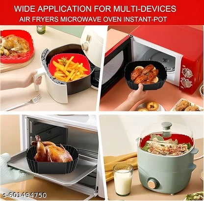 🍟 Square Air Fryer Tray – Nonstick Crisper Tray &amp; Basket Set (Pack of 2)