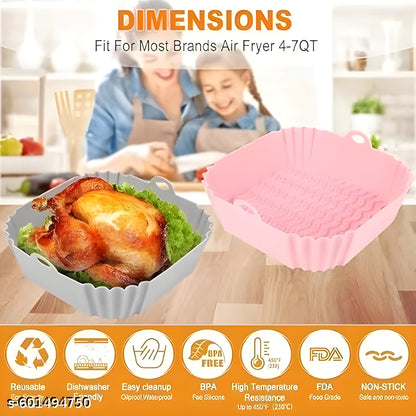 🍟 Square Air Fryer Tray – Nonstick Crisper Tray &amp; Basket Set (Pack of 2)