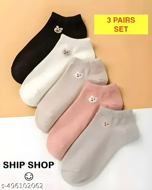 Multicolor Ankle Socks for Girls &amp; Women — Pack of 3