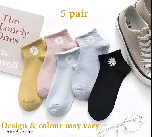 Hicode (5 Pair) Fashionable Latest Multicolor Women Ankle Socks