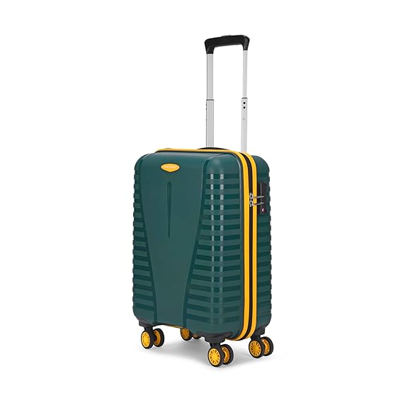 Aristocrat Airpro Plus 55 cm Cabin Trolley Bag – 8 Wheel Spinner, Hard Case Luggage with TSA Lock &amp; Anti-Theft Zipper (Green, Small)