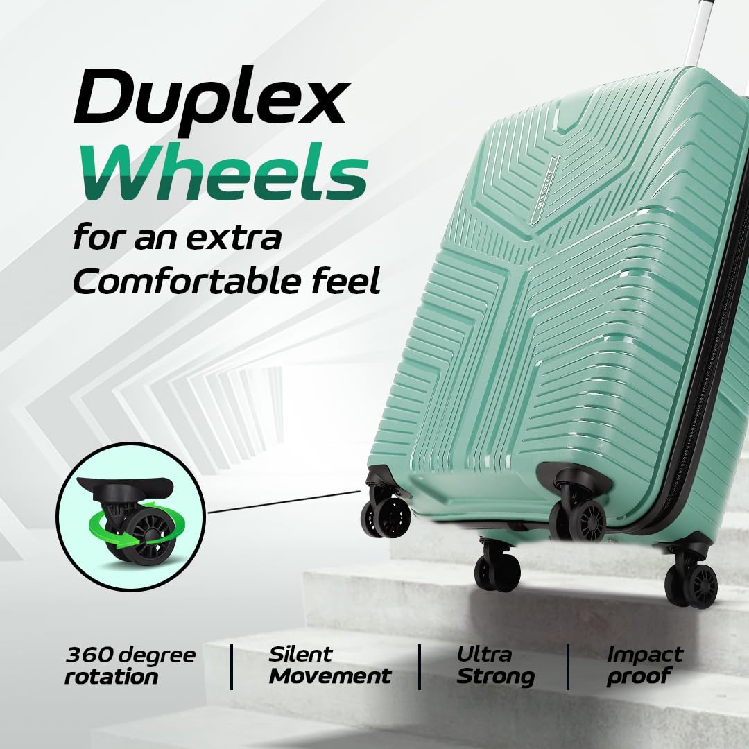 Aristocrat 55 cm Travel Hard Case Luggage (Green) – Lightweight Cabin Bag with Combination Lock &amp; 7 Years Warranty