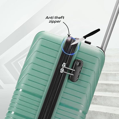 Aristocrat 55 cm Travel Hard Case Luggage (Green) – Lightweight Cabin Bag with Combination Lock &amp; 7 Years Warranty