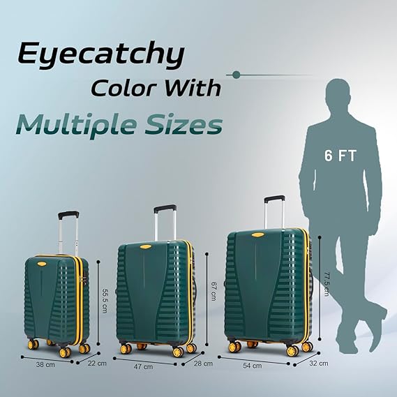 Aristocrat Airpro Plus 55 cm Cabin Trolley Bag – 8 Wheel Spinner, Hard Case Luggage with TSA Lock &amp; Anti-Theft Zipper (Green, Small)