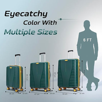 Aristocrat Airpro Plus 55 cm Cabin Trolley Bag – 8 Wheel Spinner, Hard Case Luggage with TSA Lock &amp; Anti-Theft Zipper (Green, Small)