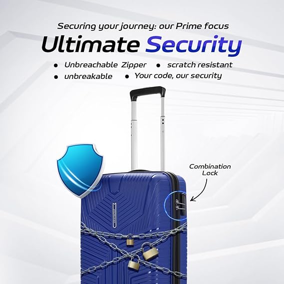 Aristocrat Prime 55 cm Cabin Trolley (Blue) – Polypropylene, 8-Wheel Spinner, 7-Year Warranty