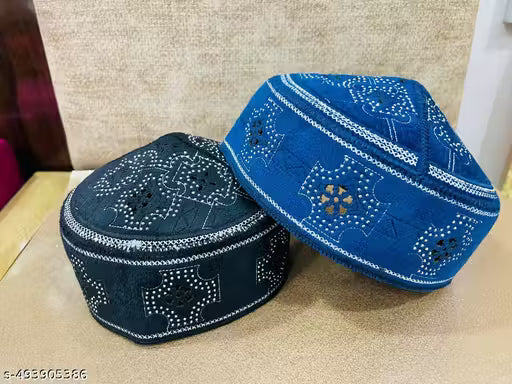 Noor Embroidered Islamic Cap Combo (Pack of 2)