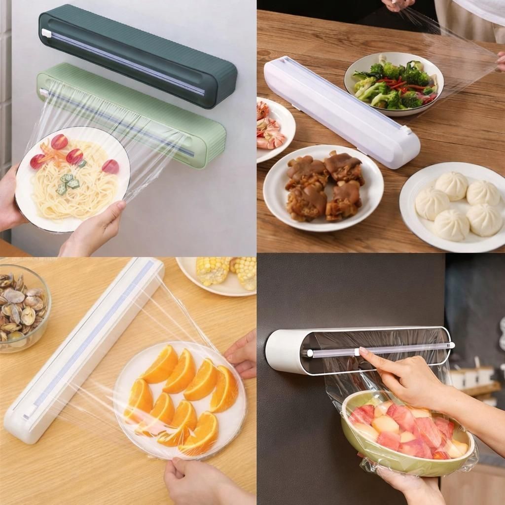 Magnetic Food Wrap Dispenser with Sliding Cutter