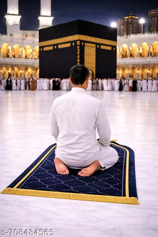 DEESAK Premium Black Velvet Prayer Mat (70 x 110 cm)