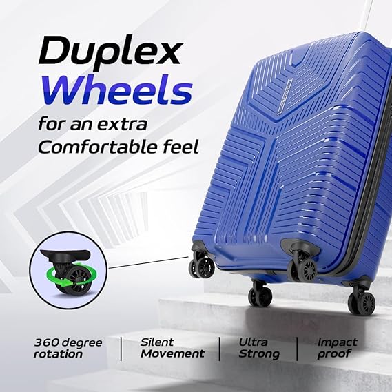 Aristocrat Prime 55 cm Cabin Trolley (Blue) – Polypropylene, 8-Wheel Spinner, 7-Year Warranty