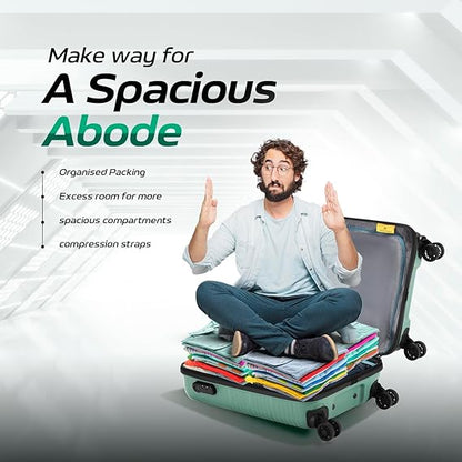 Aristocrat 55 cm Travel Hard Case Luggage (Green) – Lightweight Cabin Bag with Combination Lock &amp; 7 Years Warranty