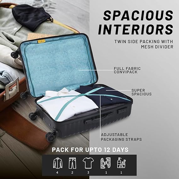 Aristocrat Polycarbonate AIRPRO Hard Shell Spinner Suitcase 55 JBK + Cadet DF 62 RED, 55 cm