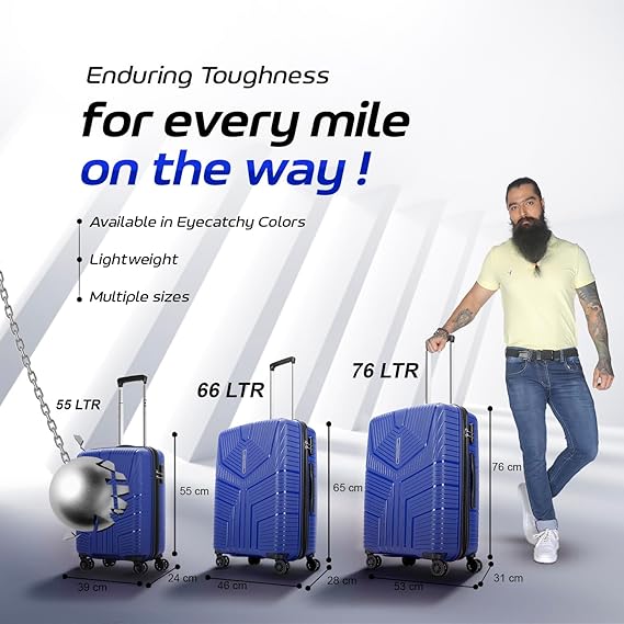 Aristocrat Prime 55 cm Cabin Trolley (Blue) – Polypropylene, 8-Wheel Spinner, 7-Year Warranty