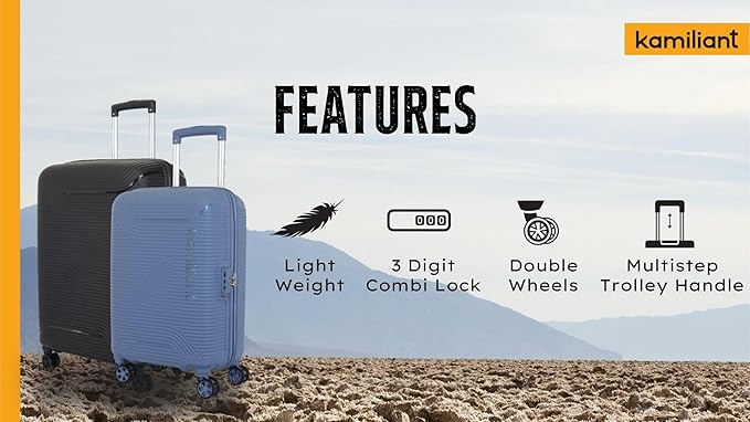 American Tourister Kamilant 68 cm Hard Shell Double Spinner Suitcase (Blue) – Polycarbonate, 2PC Set (C+M), Nexus DW Series