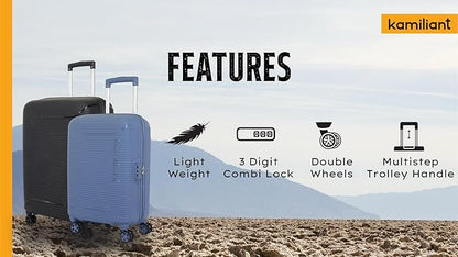 American Tourister Kamilant 68 cm Hard Shell Double Spinner Suitcase (Blue) – Polycarbonate, 2PC Set (C+M), Nexus DW Series