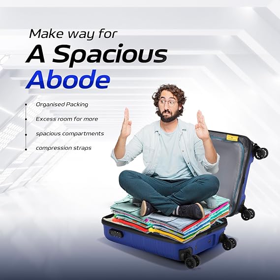 Aristocrat Prime 55 cm Cabin Trolley (Blue) – Polypropylene, 8-Wheel Spinner, 7-Year Warranty