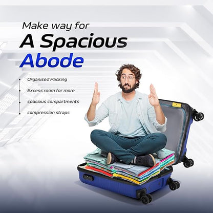 Aristocrat Prime 55 cm Cabin Trolley (Blue) – Polypropylene, 8-Wheel Spinner, 7-Year Warranty