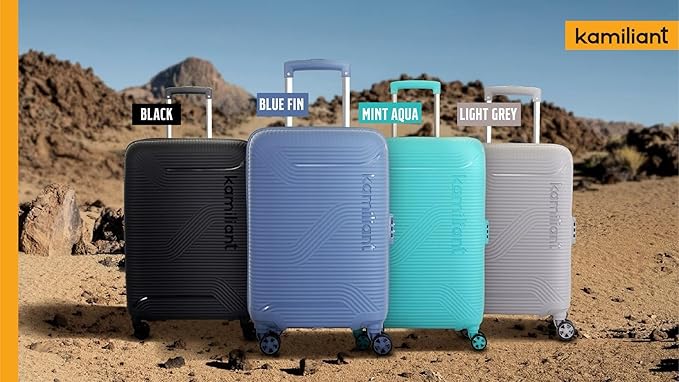 American Tourister Kamilant 68 cm Hard Shell Double Spinner Suitcase (Blue) – Polycarbonate, 2PC Set (C+M), Nexus DW Series