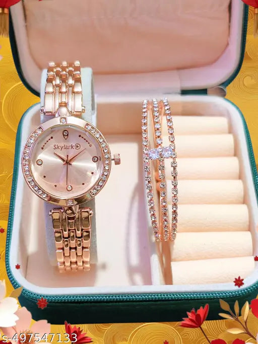 New Arrival Stylish Attractive Ethnic Rose Gold Bracelet Look Analog Watch for Girls &amp; women watch