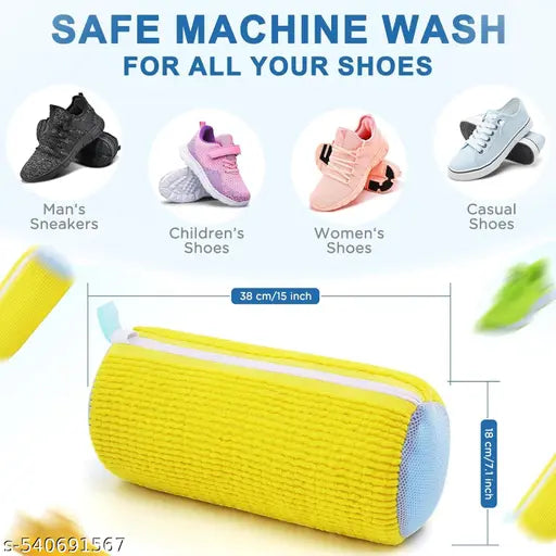 Shoe Washing Machine Bag, Invisible Zipper Side Opening Shoe Washing Bag for Washer and Dryer, Shoe Laundry Bags for Sneakers,Shoe Cleaning Bag for All Shoe Sizes (Multicolor)
