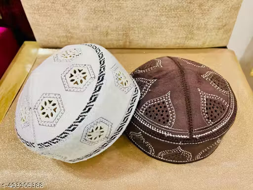 Noor Embroidered Islamic Cap Combo (Pack of 2)