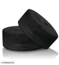 🕌 Firoz Black Cotton Kufi — Embroidered Islamic Prayer Cap