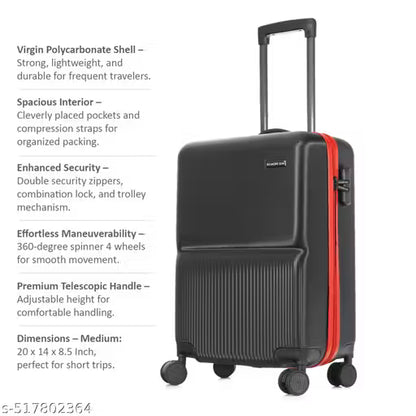 Gilmore Oak Bravo Trolley Bag Polycarbonate Small (20 Inch) Suitcase (Black)