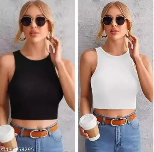 Tank top white and black tending western wear