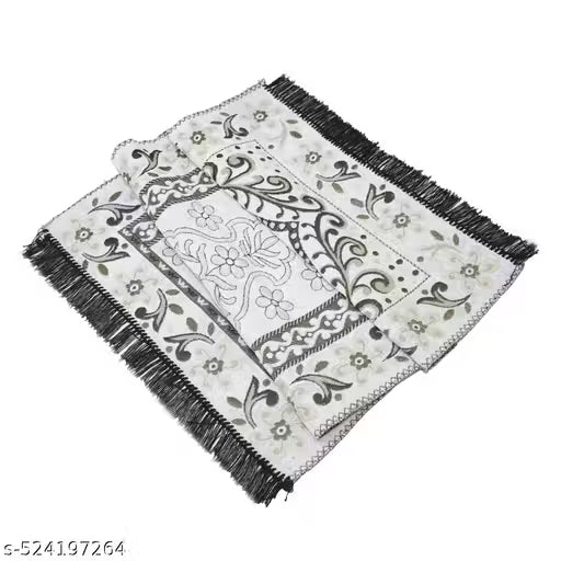 Tijane Velvet Floral Janamaz Mat (White)