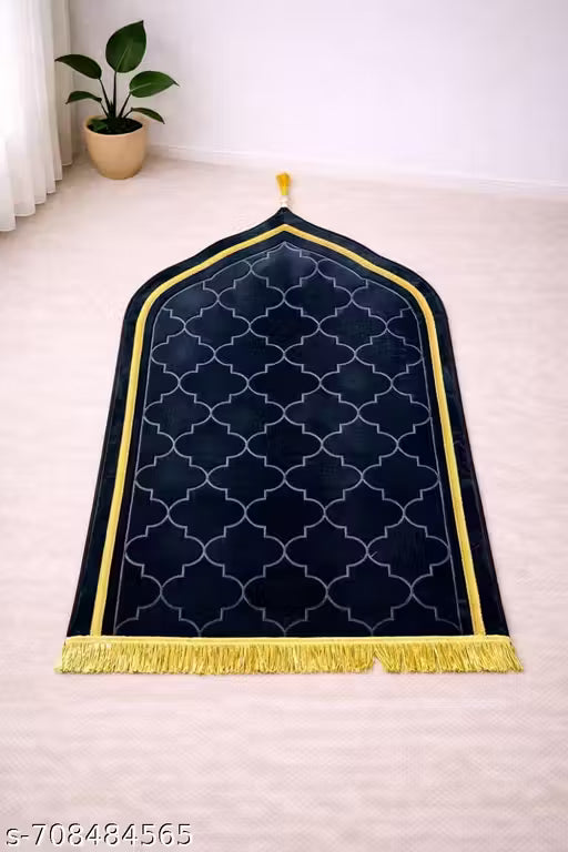 DEESAK Premium Black Velvet Prayer Mat (70 x 110 cm)