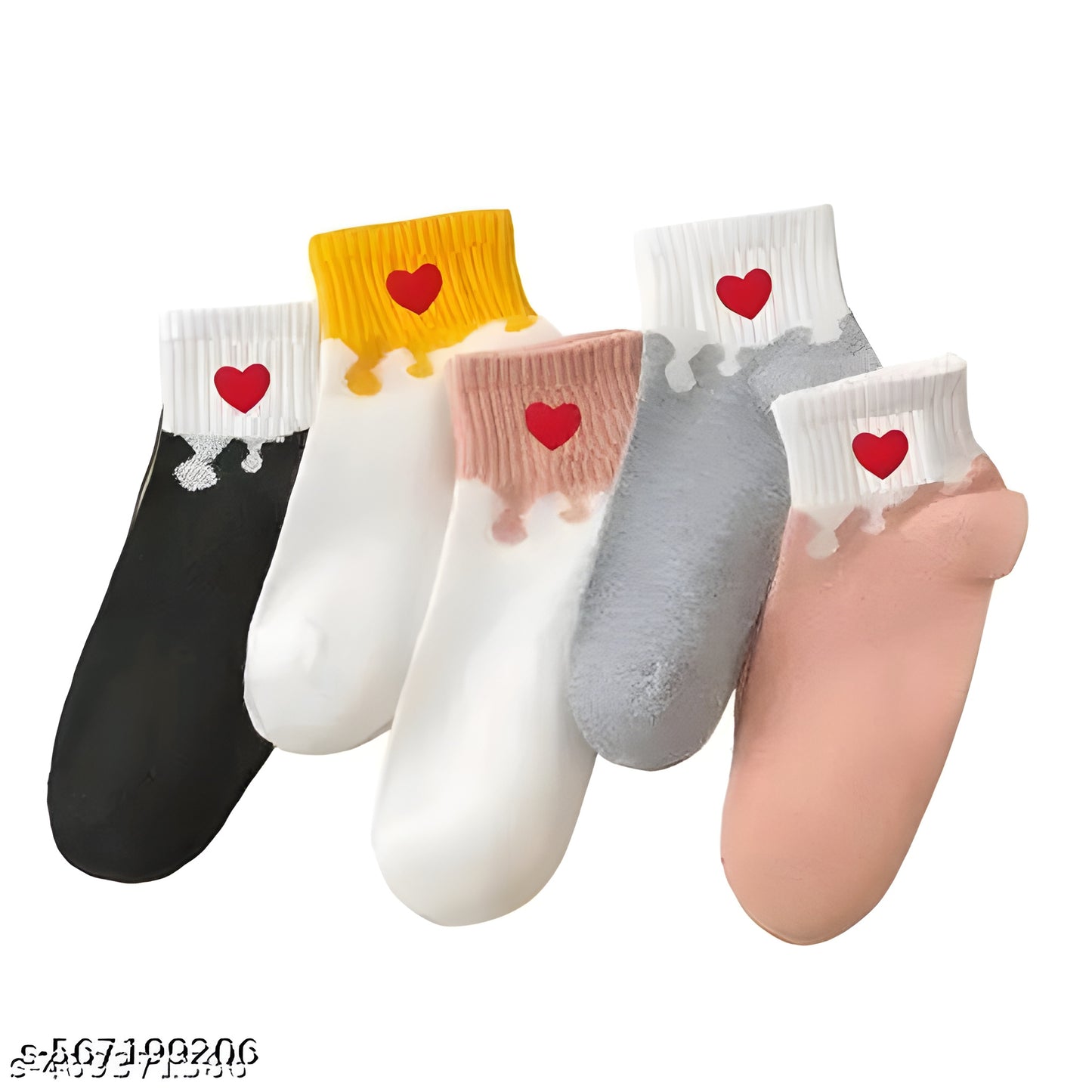 Truethreads Women Pack of 10 Heart-Shaped Trendy Sneaker Ankle Socks