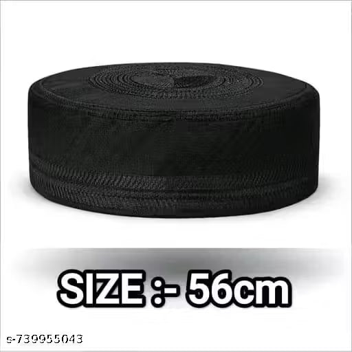 🕌 Firoz Black Cotton Kufi — Embroidered Islamic Prayer Cap
